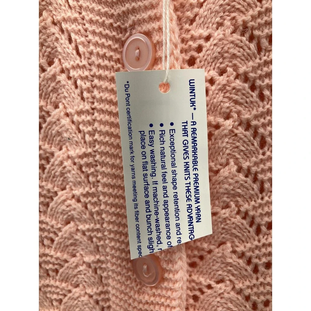 Vintage Wintuk Cardigan Sweater‎ Womens Medium Peach Button Front Made USA 90s